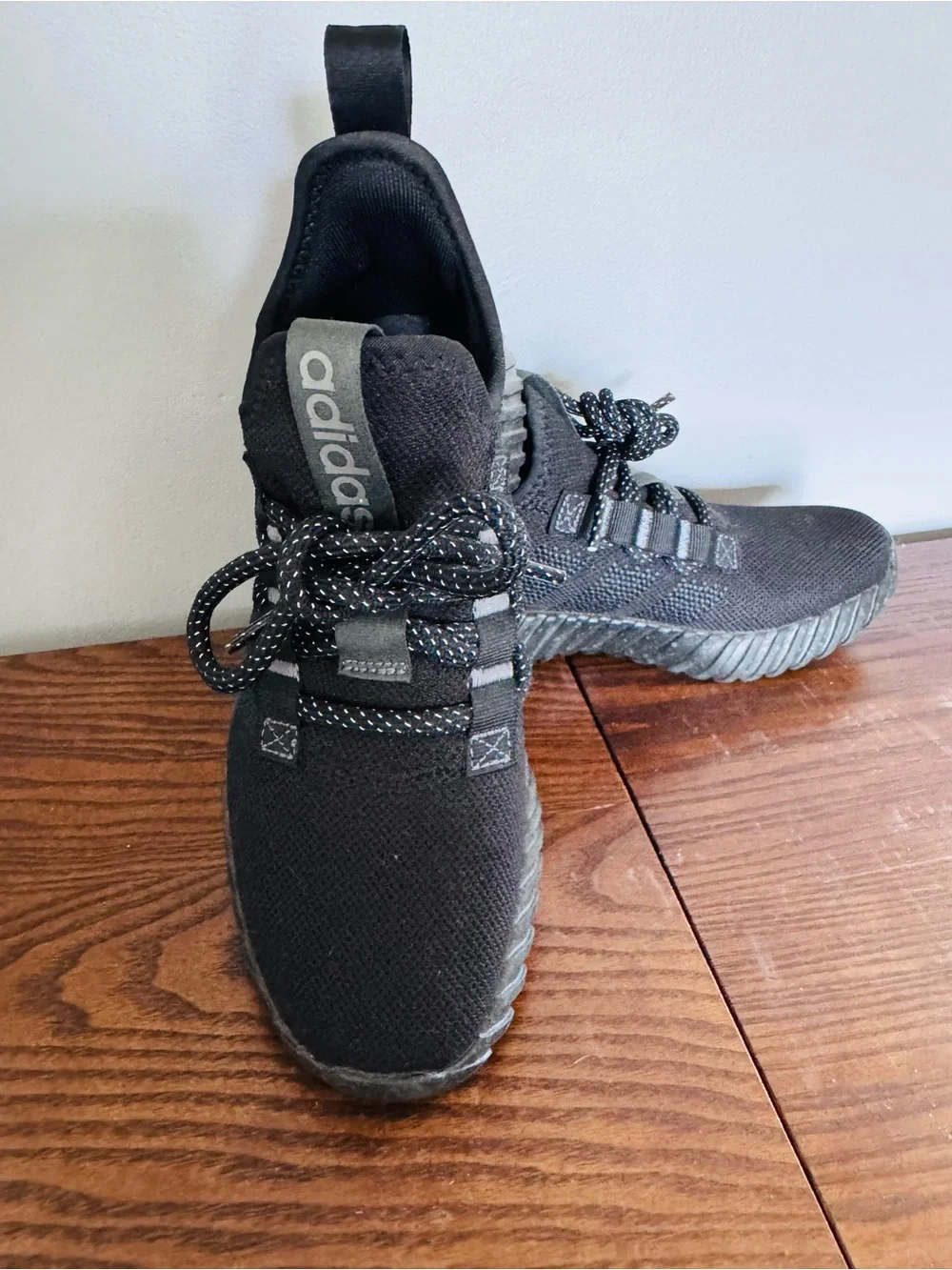 adidas Black Knit Lace-Up Sneakers with Reflective Accents